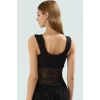 V Yaka Fırfırlı Tül Örme Bluz Yazlık Şık Tasarım Modern Stil Yüksek Kalite Kaliteli İşçilik