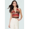 V Yaka Fitted Crop Bluz Sandy Dokuma Yazlık Günlük Kullanım İçin