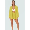V Yaka Uzun Kollu Kimono Şort Takım Viskoz Polyester Yazlık Plaj Ömürlü Kaliteli İşçilik