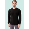 V Yaka Uzun Kollu Penye Tshirt Padus shirt Rahat Kesim Günlük İş Kullanımı İçin