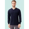 V Yaka Uzun Kollu Penye Tshirt Padus shirt Rahat Kesim Günlük İş Kullanımı İçin