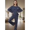 Viskon Pijama Takımı Çizgili Rahat ve Şık Kışlık Özel Tasarım