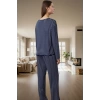Viskon Pijama Takımı Çizgili Rahat ve Şık Kışlık Özel Tasarım