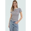 Viskon Ribana Bisiklet Yaka Fitted Bluz Günlük Kombinler İçin Rahat Kullanım Modern Stil