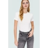 Viskon Ribana Bisiklet Yaka Fitted Bluz Günlük Kombinler İçin Rahat Kullanım Modern Stil