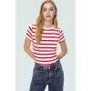 Viskon Ribana Bisiklet Yaka Fitted Bluz Günlük Kombinler İçin Rahat Kullanım Modern Stil