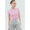 Viskon Ribana Bisiklet Yaka Fitted Bluz Günlük Kombinler İçin Rahat Kullanım Modern Stil
