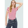 Viskon Ribana Bisiklet Yaka Fitted Bluz Günlük Kombinler İçin Rahat Kullanım Modern Stil