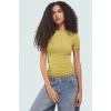 Viskon Ribana Bisiklet Yaka Fitted Bluz Günlük Kombinler İçin Rahat Kullanım Modern Stil