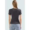 Viskon Ribana Bisiklet Yaka Fitted Bluz Günlük Kombinler İçin Rahat Kullanım Modern Stil