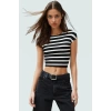 Viskon Ribana Kadın Crop Bluz Ay Kol Bisiklet Yaka Fitted Günlük Özenle Seçilmiş Seçkin Malzeme
