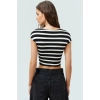 Viskon Ribana Kadın Crop Bluz Ay Kol Bisiklet Yaka Fitted Günlük Özenle Seçilmiş Seçkin Malzeme