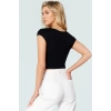 Viskon Ribana Kadın Crop Bluz Ay Kol Bisiklet Yaka Fitted Günlük Özenle Seçilmiş Seçkin Malzeme