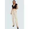 Viskon Süprem Fitted V Yaka Kısa Kollu Crop Bluz Seçkin Malzeme Rahat Kullanım