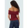 Viskoz Ribana Carmen Yaka Kısa Kollu Fitted Bluz Rahat Kullanım Özel Tasarım Premium Kalite