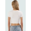 Viskoz Ribana Kumaşlı Rahat Crop Bluz 2li Paket Fitted Kalıp Renk Günlük Kullanım