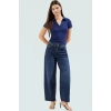 Viskoz Ribana Örme Bluz Crop Polo Yaka Fitted Rahat Kullanım Premium Kalite Modern Stil