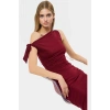 Vücuda Oturan Maxi Elbise Tek Omuz Asimetrik Yaka Polyester Kumaş Rahat Kullanım