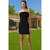 Vücuda Oturan Mini Boy Straplez Abiye Elbise Polyester Elastan Finike Kumaş Zarifane Tasarım