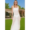 Vücuda Oturan Örme Maxi Elbise Püskül Detayı Rahat Yazlık Model Özenle Seçilmiş Modern Stil