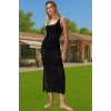 Vücuda Oturan Örme Triko Maxi Elbise Yırtmaçlı Plaj Şıklığı Modern Stil Modern Stil Rahat Kullanım