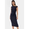 Vücudu Saran Çizgili Midi Elbise Yazlık Dokuma Polyester Elastan Modern Stil