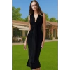 Vücudu Saran Midi Örme Abiye Elbise Şık Tasarım Polyester Elastan Modern Stil Rahat Ve Şık
