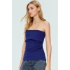 Yandan Fermuarlı Krep Örme Straplez Bluz Premium Kalite Modern Stil