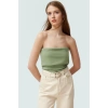 Yandan Fermuarlı Krep Örme Straplez Bluz Premium Kalite Modern Stil