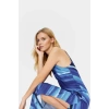 Yazlık A line Maxi Elbise Mat Saten Dokuma Polyester Halter Yaka Profesyonel Görünüm