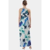 Yazlık A line Maxi Elbise Mat Saten Dokuma Polyester Halter Yaka Profesyonel Görünüm