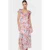 Yazlık A Line Maxi Elbise %Polyester Şifon Kumaş Çiçek Desen Profesyonel Görünüm