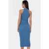 Yazlık Akrilik Midi Elbise Bodycon Kesim Polo Yaka Kemerli Konforlu Kaliteli İşçilik