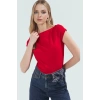 Yazlık Bluz Fitted Kayık Yaka Pamuklu Rahat Trend Tasarım Konforlu Kesim Uzun Ömürlü