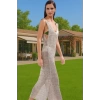 Yazlık Bodycon Triko Elbise V Yaka Maxi Plaj Stilleri Mükemmel Uyum Rahat Kullanım Şık Görünüm