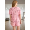 Yazlık Çiçek Desenli Pijama Takımı Boru Paça Şort ve Fırfırlı Üst Mükemmel Uyum Rahat Kullanım