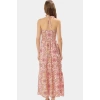 Yazlık Çiçekli A Line Halter Yaka Maxi Elbise Viskoz Kumaştan Rahat Günlük Stil Kullanım