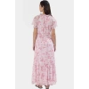 Yazlık Çiçekli Maxi Elbise Belden Açılan Etekli Şifon Dokuma Astarlı Rahat Kullanım Modern Stil
