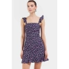Yazlık Çiçekli Mini Elbise A Line Kare Yaka Moss Krep Polyester Rahat Ve Şık
