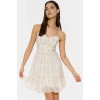 Yazlık Çiçekli Mini Şifon Elbise Astarlı Kalp Yaka Dokuma Dayanıklı Malzeme Modern Stil