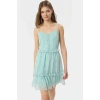 Yazlık Çiçekli Mini Şifon Elbise Astarlı Kalp Yaka Dokuma Dayanıklı Malzeme Modern Stil