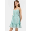Yazlık Çiçekli Mini Şifon Elbise Astarlı Kalp Yaka Dokuma Dayanıklı Malzeme Modern Stil