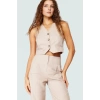 Yazlık Çizgili Crop Bluz V Yaka Polyester Dokuma Seçkin Malzeme Uzun Ömürlü
