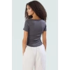 Yazlık Crop Bisiklet Yaka Fitted Viskoz Bluz Günlük Stil Uzun Ömürlü Zarifane Tasarım Premium Kalite