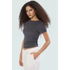Yazlık Crop Bisiklet Yaka Fitted Viskoz Bluz Günlük Stil Uzun Ömürlü Zarifane Tasarım Premium Kalite