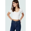 Yazlık Crop Bluz 96%Polyester 4%Elastan Havuz Yaka Fitted Kalıp Mükemmel Uyum