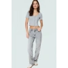Yazlık Crop Bluz 96%Polyester 4%Elastan Havuz Yaka Fitted Kalıp Mükemmel Uyum