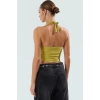 Yazlık Crop Bluz Boyundan Bağlamalı Vücuda Oturan Esnek Örme Premium Kalite Kaliteli İşçilik