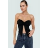 Yazlık Crop Bluz Buzzy Dokuma Polyester Straplez Kemersiz Günlük Stil Rahat Kullanım