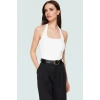 Yazlık Crop Bluz Halter Yaka Scuba Krep Kumaş Fitted Kalıp Trend Tasarım Özenle Seçilmiş